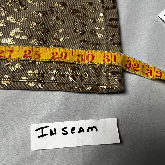 Rock & Roll Denim Ladies 30x30 Metallic Gold Cheetah High Rise Flare Disco Jeans - Picture 11 of 14